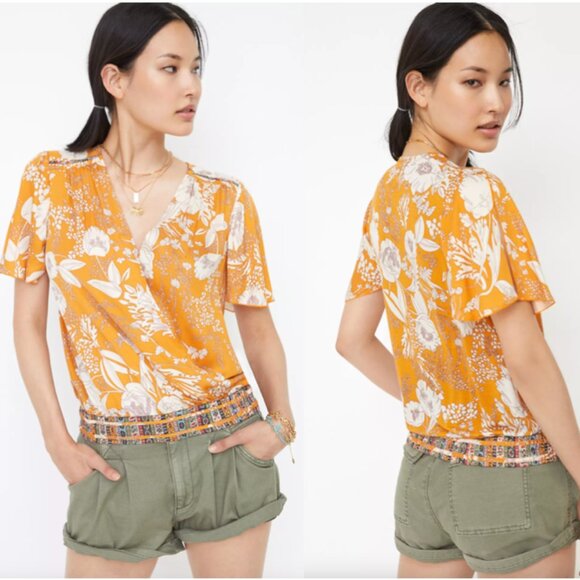 Anthropologie Tiny Floral Surplice top size M - Picture 1 of 14